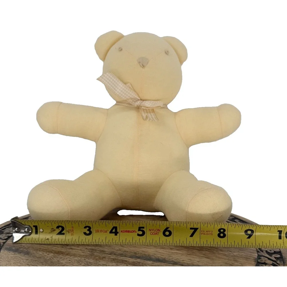 Vintage Ralph Lauren baby bear rattle plush soft yellow cream script tag 90s